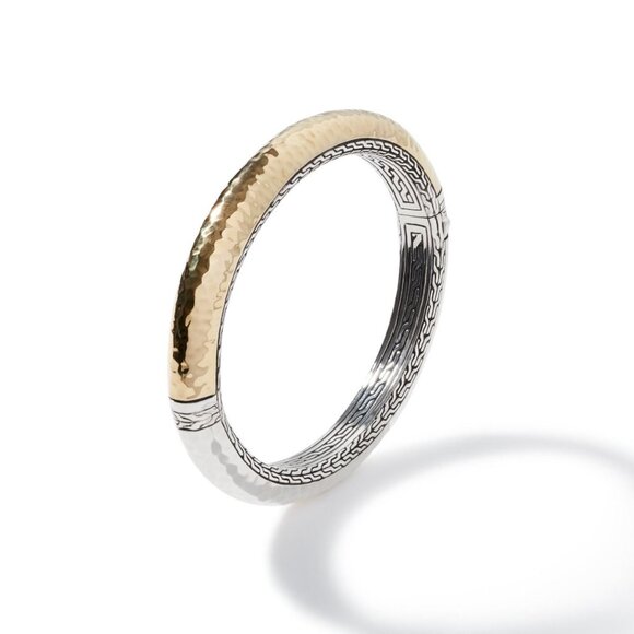 John Hardy Palu Bangle 18K Yellow Gold & Sterling Silver Bangle Size Small - Picture 2 of 2